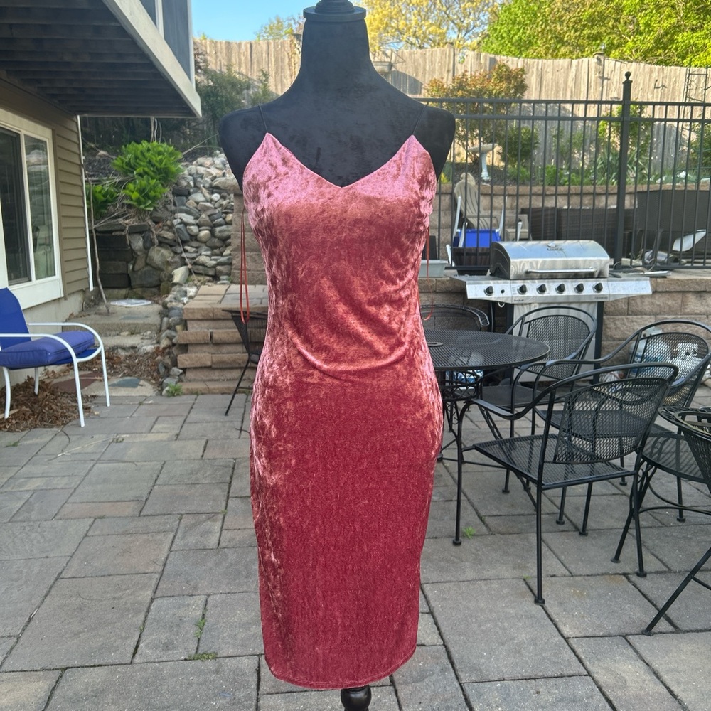 Elegant Velvet Pink Dress